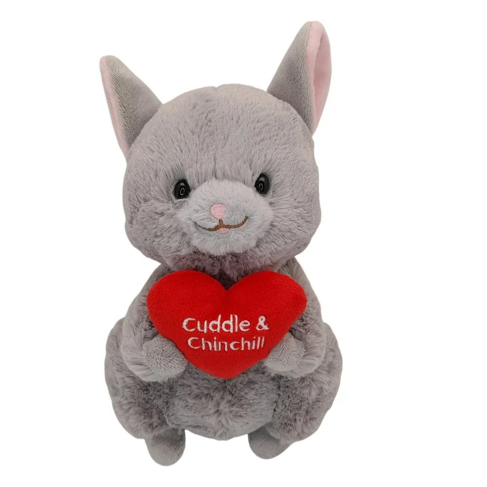 Aurora World Gray Chinchilla Plush Cuddle & Chinchill Red Heart Stuffed Animal